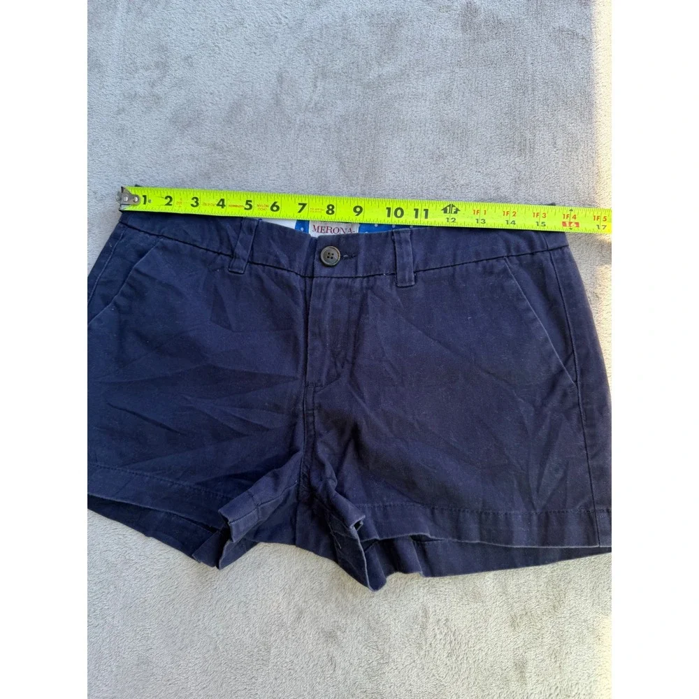 Merona Chino Shorts Women Size 4 Navy Blue Cotton Mid Rise Casual